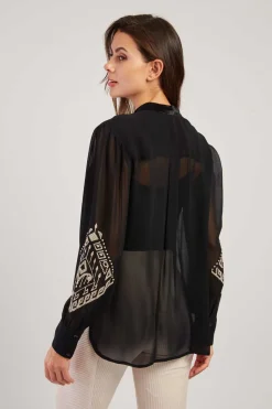 Sale Blouse brodée manches longues HARPER Les Blouses, Chemisiers & Tops