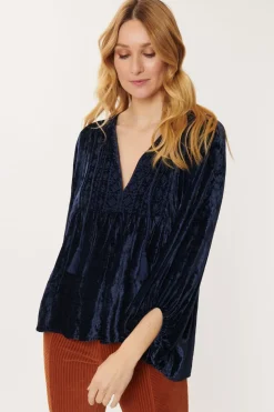 Sale Blouse en Velours Brodée MADELEINE Les Blouses, Chemisiers & Tops