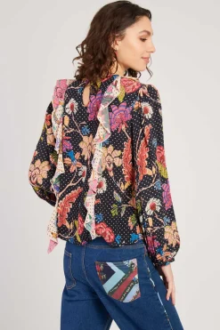 Discount Blouse imprimée manches bouffantes FABIENNE Les Blouses, Chemisiers & Tops