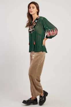 Flash Sale Blouse unie brodée manches 3/4 HALVA Les Blouses, Chemisiers & Tops