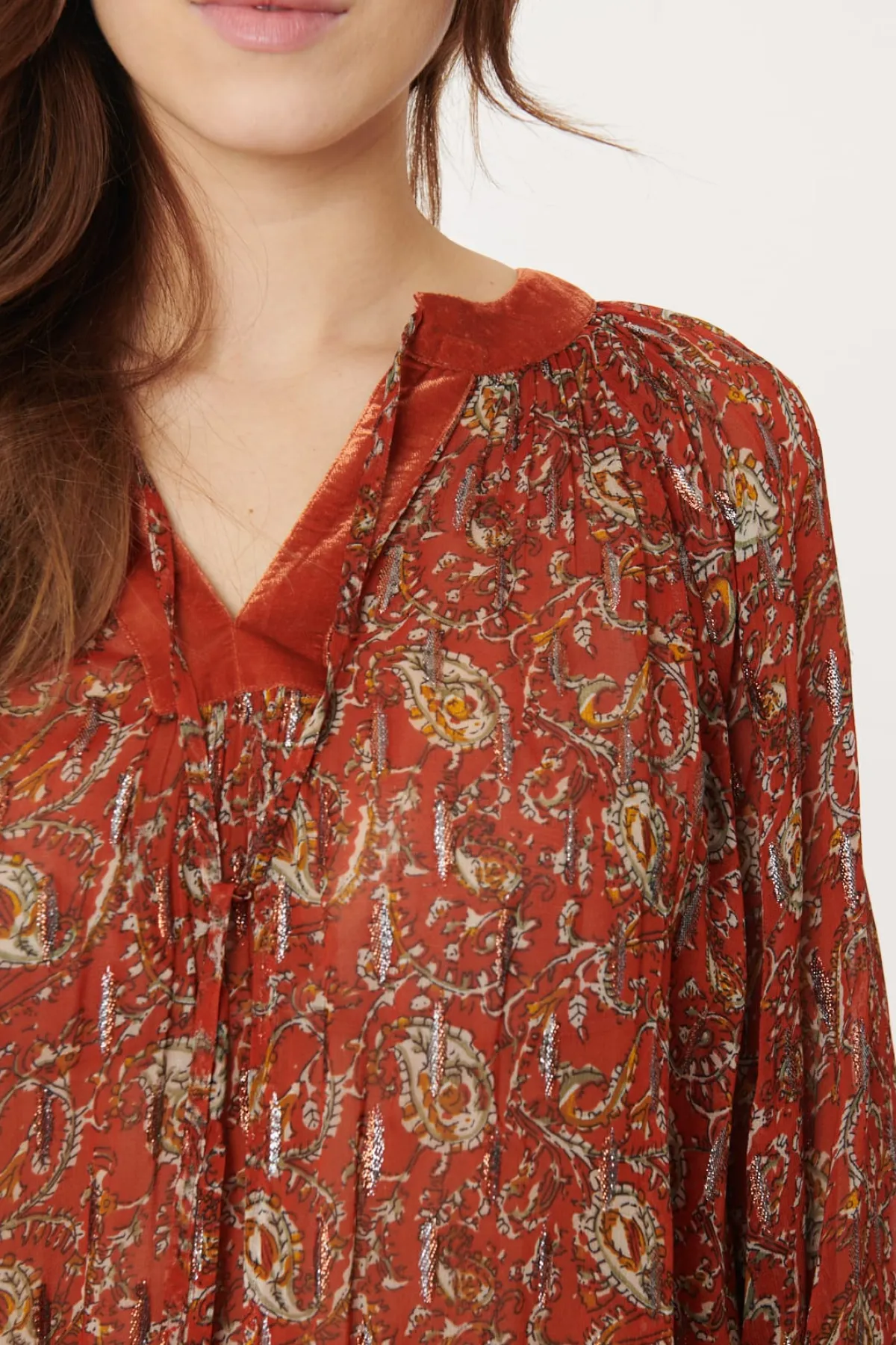 New Blouse Voile Imprimé Lurex BERNADETTE Les Blouses, Chemisiers & Tops