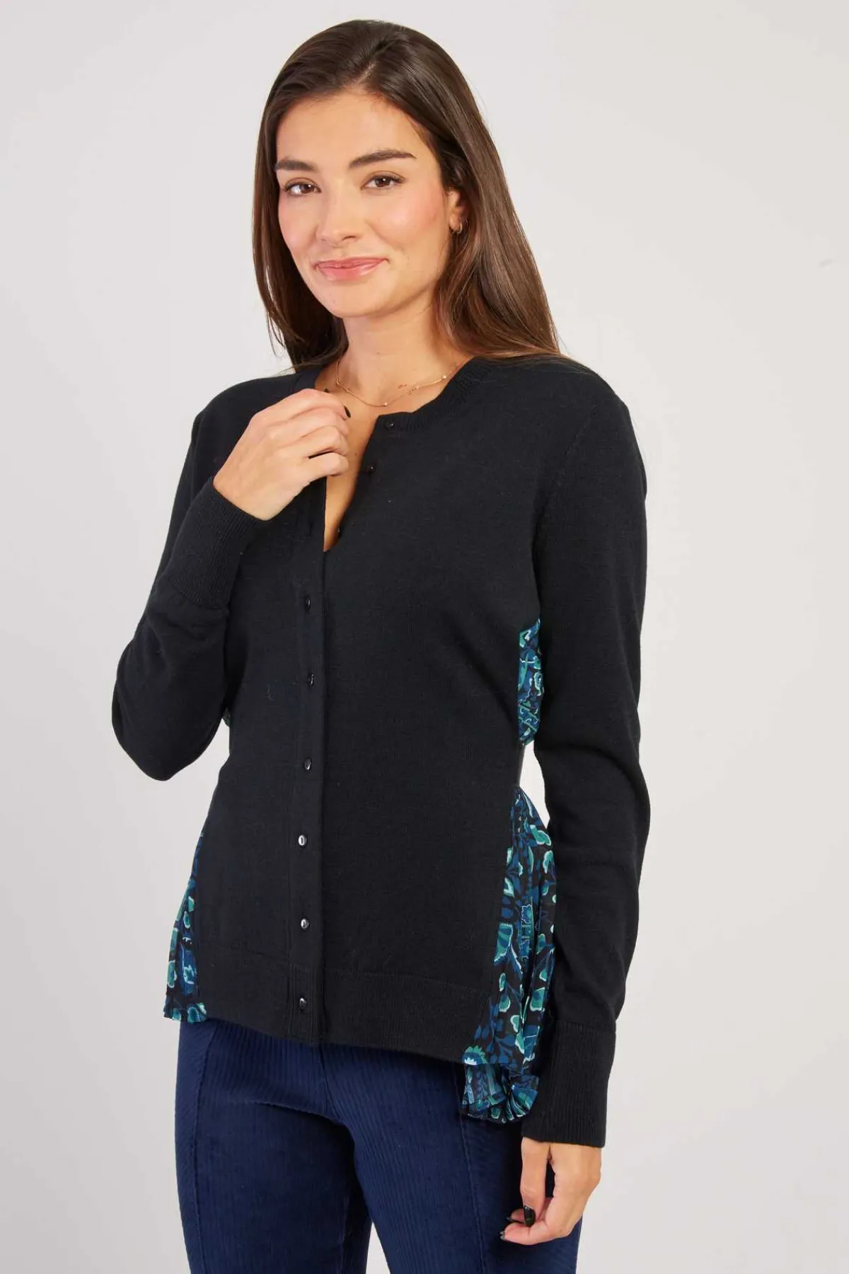 Fashion Cardigan bi-matière dos imprimé DEA La Maille|Les Gilets, Cardigans & Pulls