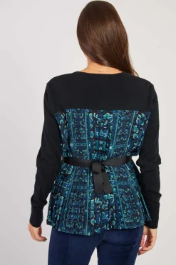 Fashion Cardigan bi-matière dos imprimé DEA La Maille|Les Gilets, Cardigans & Pulls