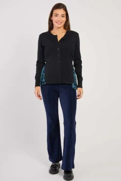 Fashion Cardigan bi-matière dos imprimé DEA La Maille|Les Gilets, Cardigans & Pulls