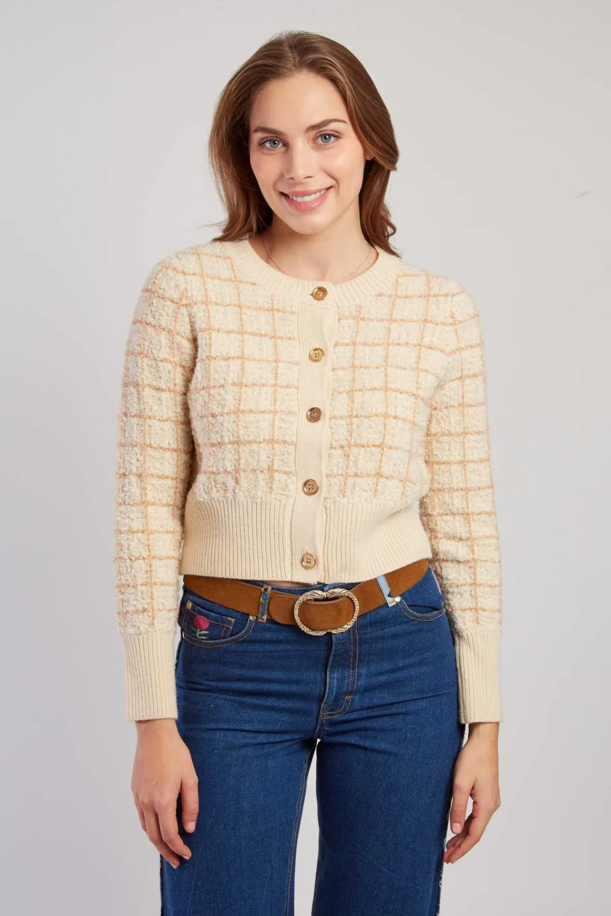 Sale Cardigan en maille à carreaux DAMIENNE La Maille|Les Gilets, Cardigans & Pulls