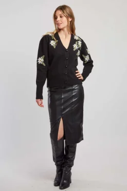 Outlet Cardigan en maille fine avec broderies florales DAKOTA Les Gilets, Cardigans & Pulls