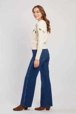 Outlet Cardigan en maille fine avec broderies florales DAKOTA Les Gilets, Cardigans & Pulls