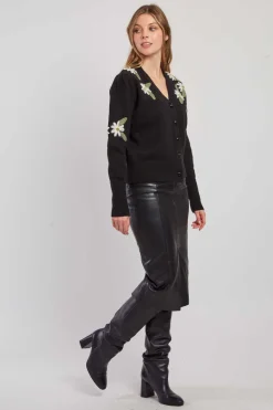 Outlet Cardigan en maille fine avec broderies florales DAKOTA Les Gilets, Cardigans & Pulls