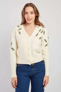 Outlet Cardigan en maille fine avec broderies florales DAKOTA Les Gilets, Cardigans & Pulls