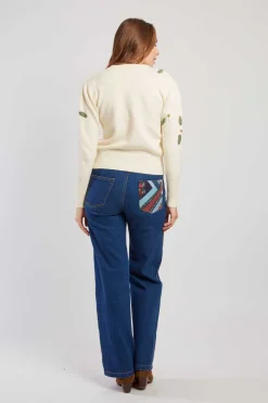 Outlet Cardigan en maille fine avec broderies florales DAKOTA Les Gilets, Cardigans & Pulls