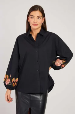 Shop Chemise brodée manches bouffantes HEIDELBERG Les Blouses, Chemisiers & Tops