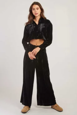 Outlet Chemise courte en velours HANNAH Les Blouses, Chemisiers & Tops