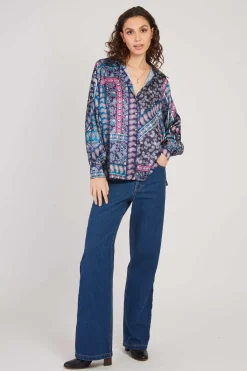 Best Chemise en satin imprimée FANNETTE Les Blouses, Chemisiers & Tops