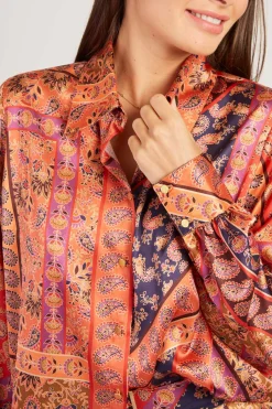 Best Chemise en satin imprimée FANNETTE Les Blouses, Chemisiers & Tops