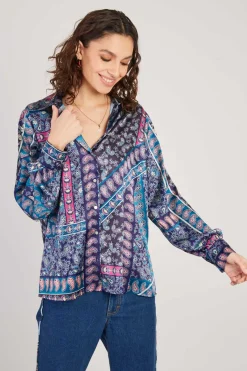 Best Chemise en satin imprimée FANNETTE Les Blouses, Chemisiers & Tops