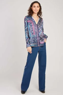 Best Chemise en satin imprimée FANNETTE Les Blouses, Chemisiers & Tops