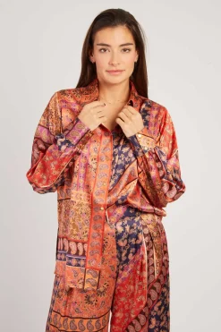 Best Chemise en satin imprimée FANNETTE Les Blouses, Chemisiers & Tops