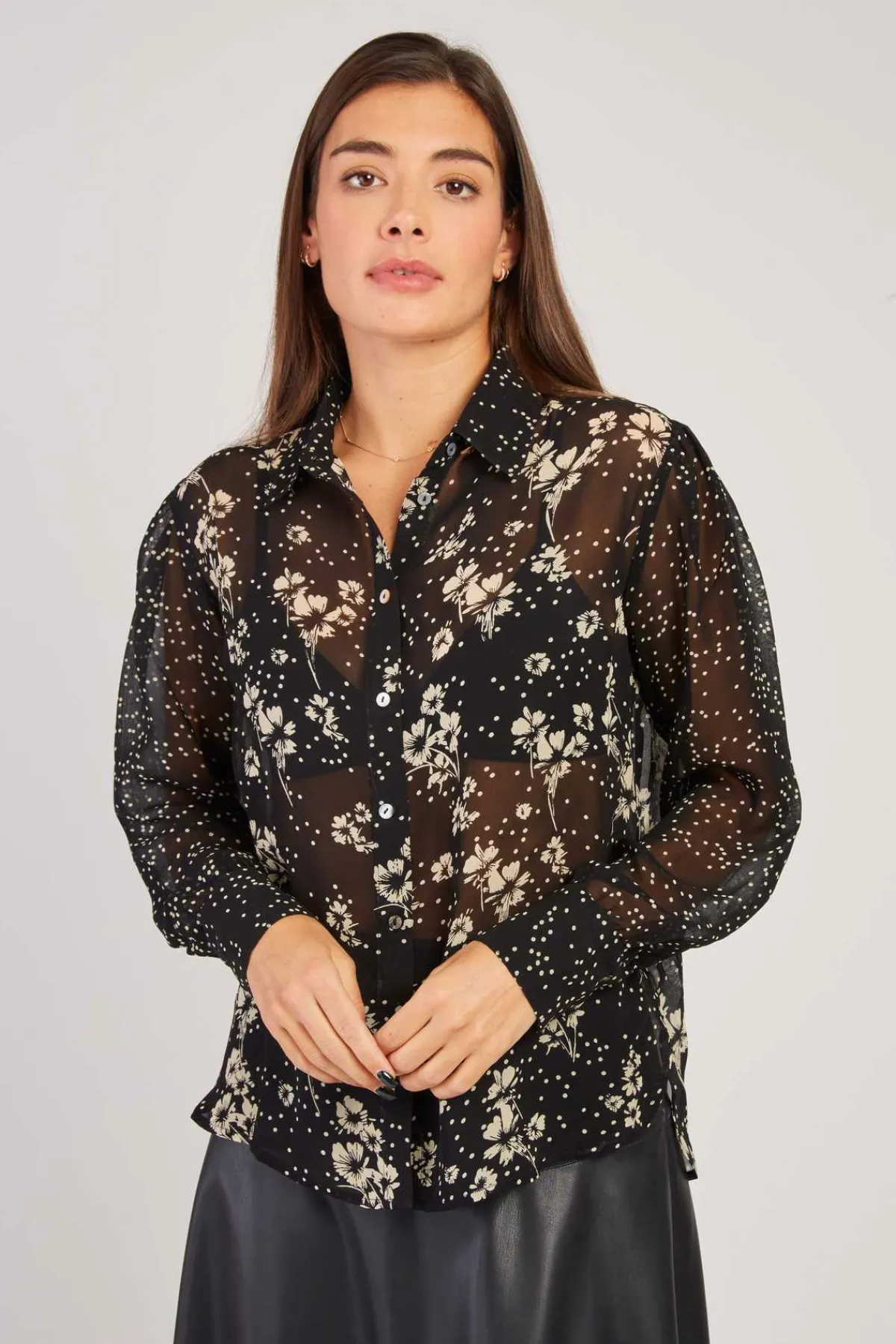 Store Chemise fluide imprimée transparente FALBALA Les Blouses, Chemisiers & Tops