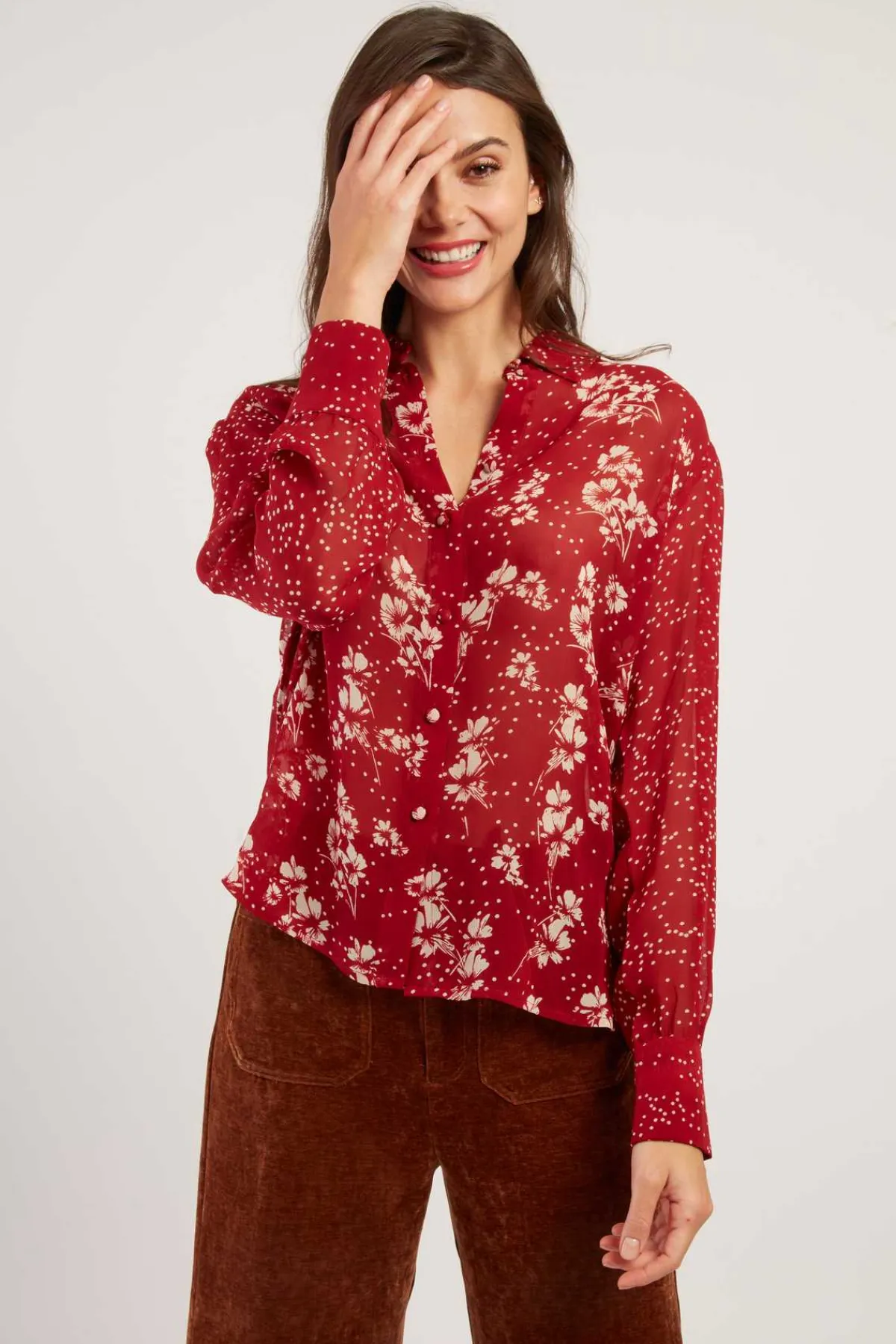 Store Chemise fluide imprimée transparente FALBALA Les Blouses, Chemisiers & Tops