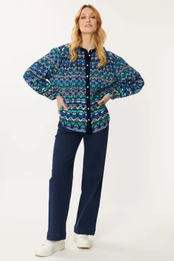 Cheap Chemise imprimée en velours multicolore BARTH Les Blouses, Chemisiers & Tops