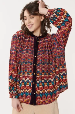 Cheap Chemise imprimée en velours multicolore BARTH Les Blouses, Chemisiers & Tops