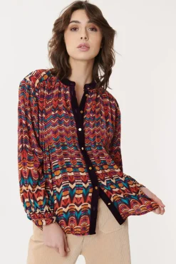 Cheap Chemise imprimée en velours multicolore BARTH Les Blouses, Chemisiers & Tops