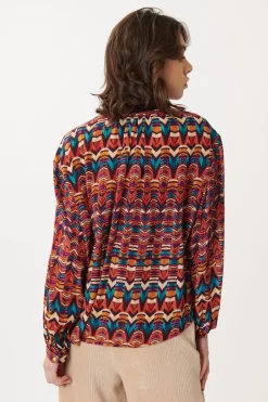 Cheap Chemise imprimée en velours multicolore BARTH Les Blouses, Chemisiers & Tops