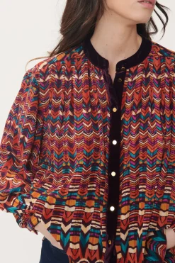 Cheap Chemise imprimée en velours multicolore BARTH Les Blouses, Chemisiers & Tops