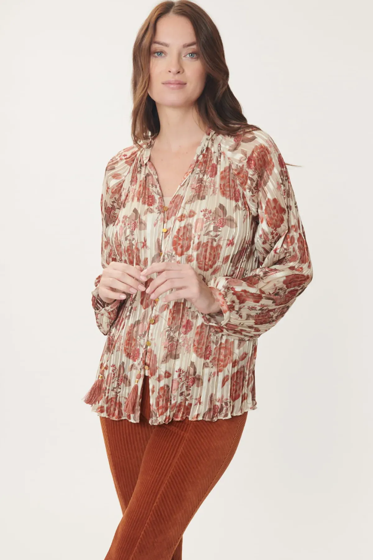 Online Chemise imprimée et lurex BERANGERE Les Blouses, Chemisiers & Tops