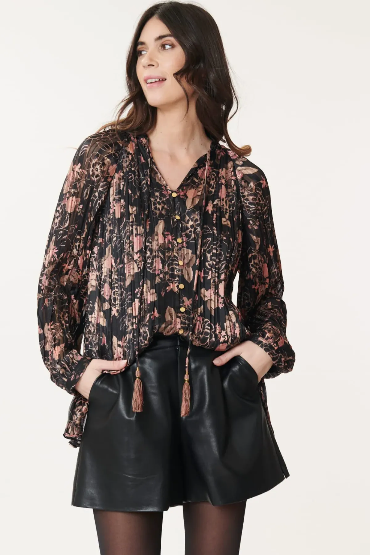 Online Chemise imprimée et lurex BERANGERE Les Blouses, Chemisiers & Tops