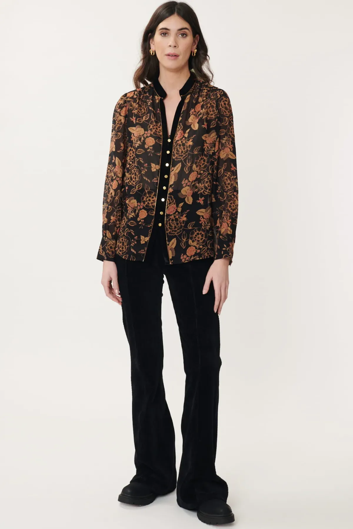 Outlet Chemise imprimée et velours BENEDICTE Les Blouses, Chemisiers & Tops