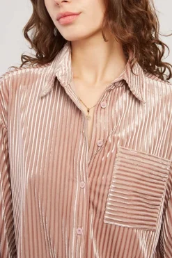 Outlet Chemise manches longues en velours HANIA Les Blouses, Chemisiers & Tops