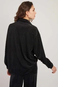 Outlet Chemise manches longues en velours HANIA Les Blouses, Chemisiers & Tops