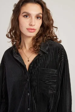 Outlet Chemise manches longues en velours HANIA Les Blouses, Chemisiers & Tops