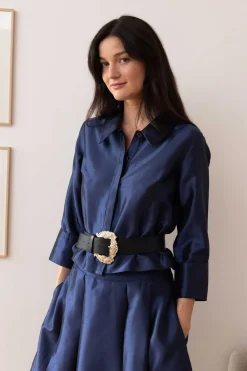 Online Chemise satinée manches 3/4 HANOVRE Les Blouses, Chemisiers & Tops