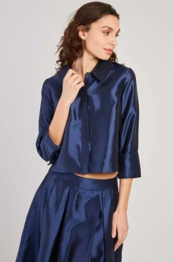 Online Chemise satinée manches 3/4 HANOVRE Les Blouses, Chemisiers & Tops