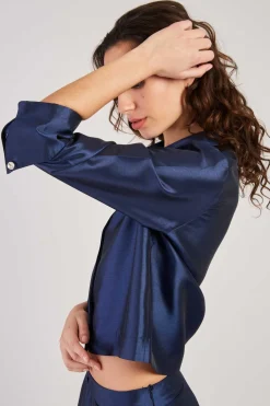 Online Chemise satinée manches 3/4 HANOVRE Les Blouses, Chemisiers & Tops