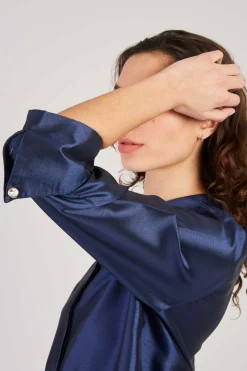 Online Chemise satinée manches 3/4 HANOVRE Les Blouses, Chemisiers & Tops