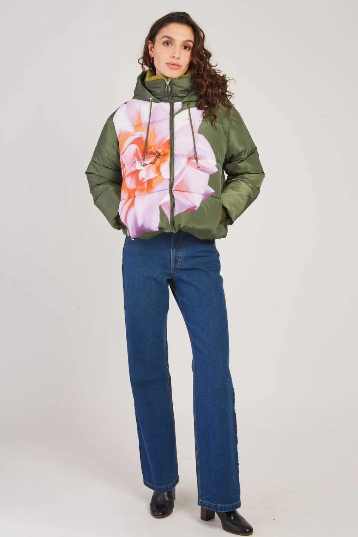 Sale Doudoune à capuche motif floral ELISA Les Manteaux, Vestes & Doudounes