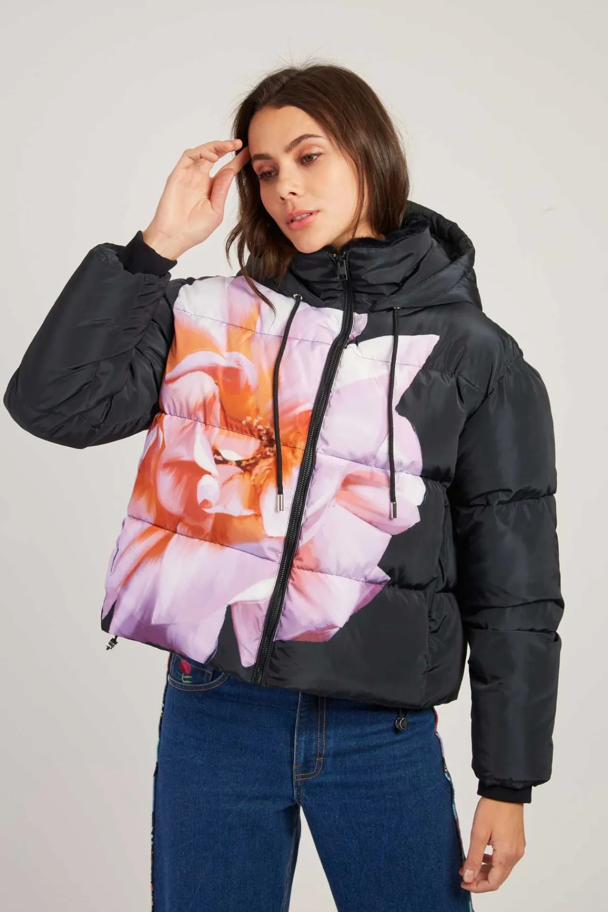 Sale Doudoune à capuche motif floral ELISA Les Manteaux, Vestes & Doudounes