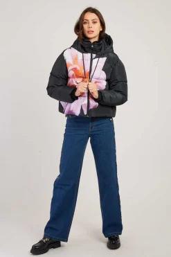 Sale Doudoune à capuche motif floral ELISA Les Manteaux, Vestes & Doudounes