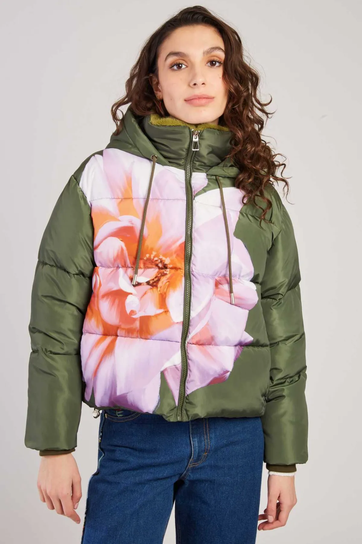 Sale Doudoune à capuche motif floral ELISA Les Manteaux, Vestes & Doudounes