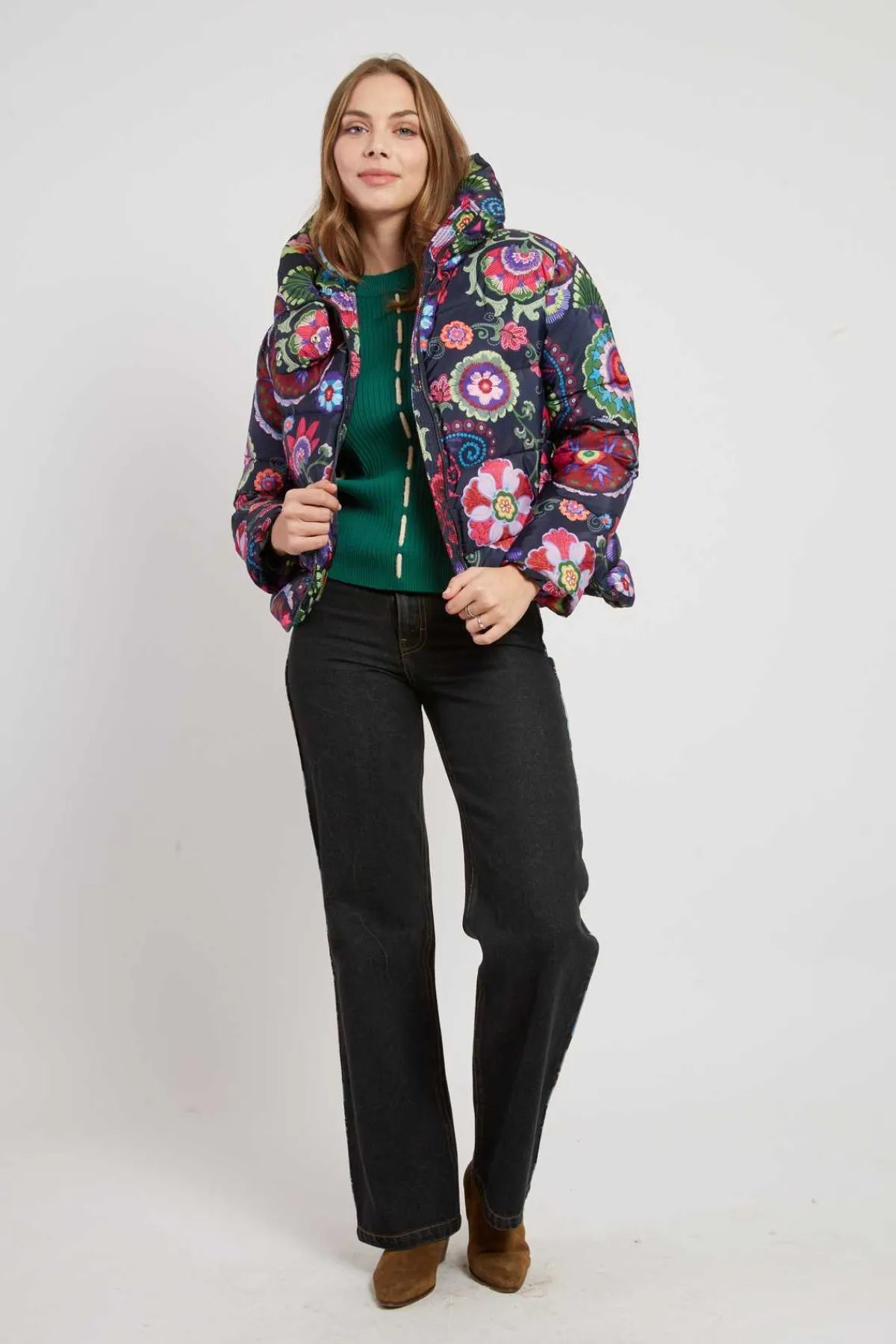 Sale Doudoune à capuche motif floral EDUARDA Les Manteaux, Vestes & Doudounes