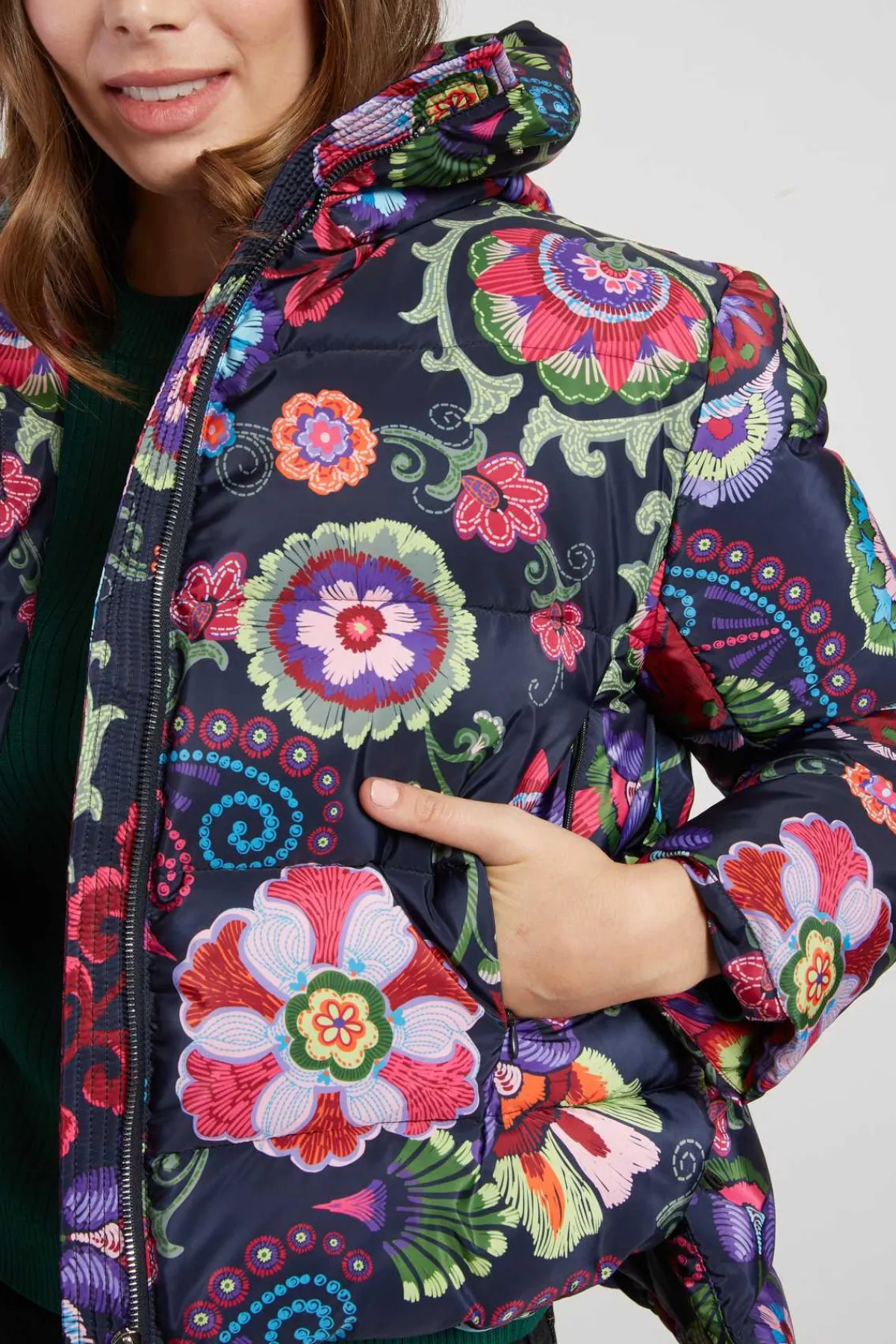 Sale Doudoune à capuche motif floral EDUARDA Les Manteaux, Vestes & Doudounes