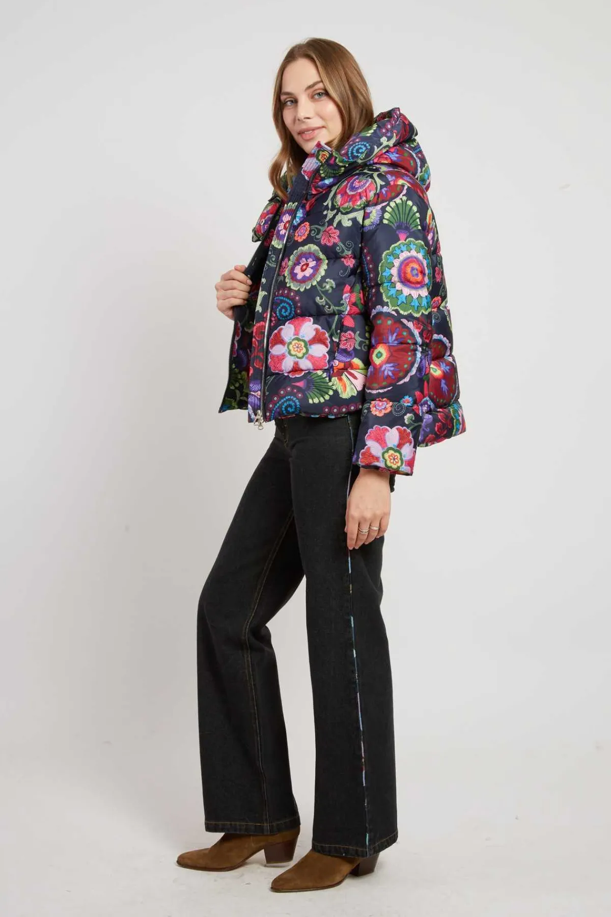 Sale Doudoune à capuche motif floral EDUARDA Les Manteaux, Vestes & Doudounes