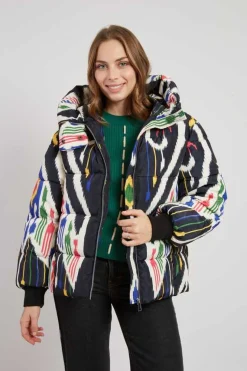 Shop Doudoune à capuche motif graphique EDITH Les Manteaux, Vestes & Doudounes