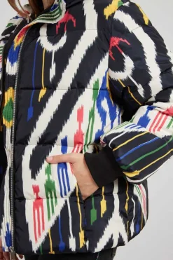 Shop Doudoune à capuche motif graphique EDITH Les Manteaux, Vestes & Doudounes