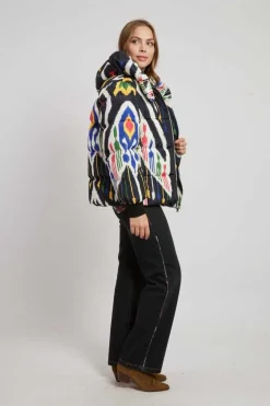 Shop Doudoune à capuche motif graphique EDITH Les Manteaux, Vestes & Doudounes