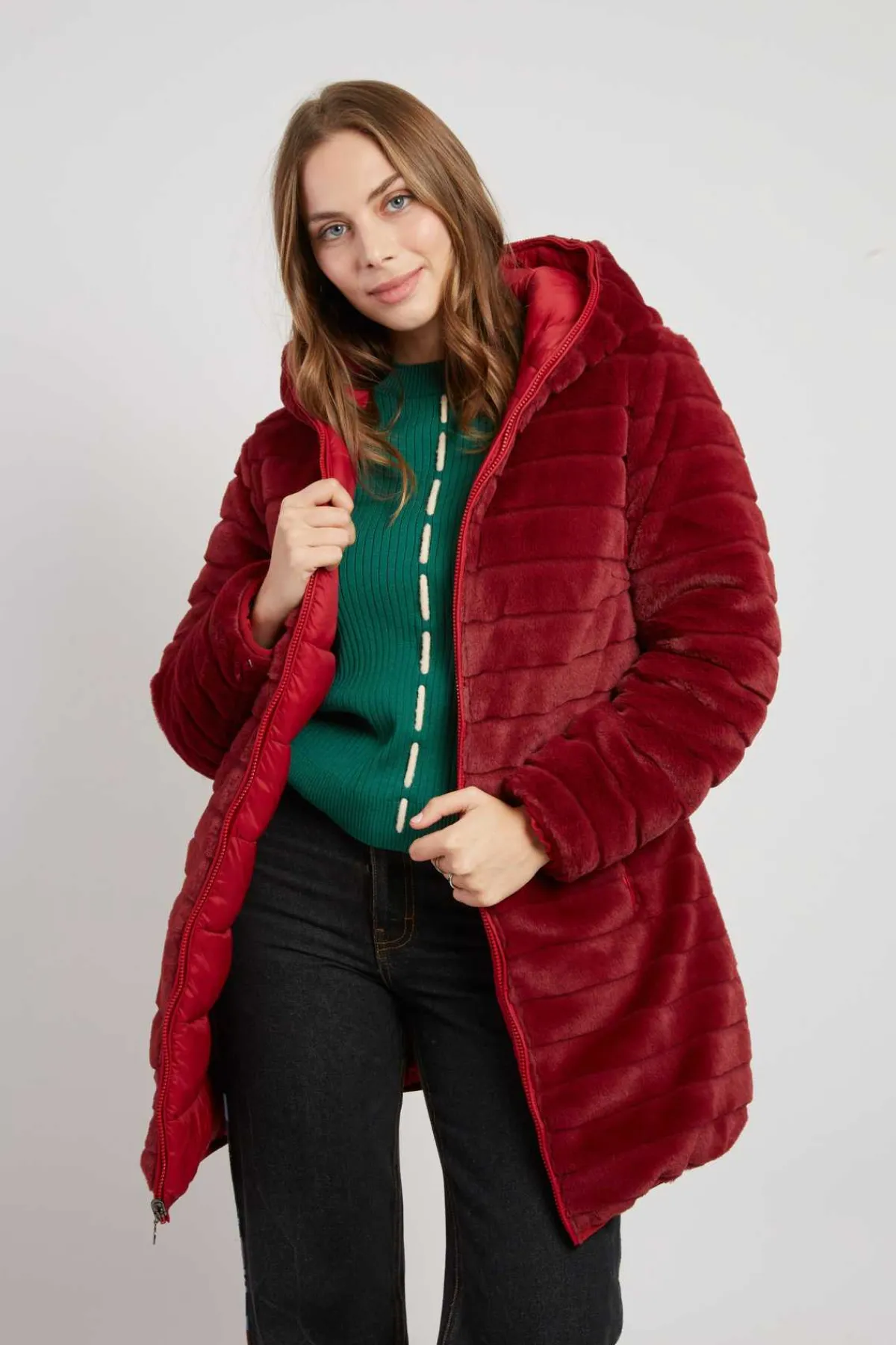 New Doudoune reversible en fausse fourrure EFFIE Les Manteaux, Vestes & Doudounes