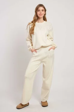 Sale Ensemble sweat pantalon à strass ABBY Les Jupes & Pantalons|Les Gilets, Cardigans & Pulls